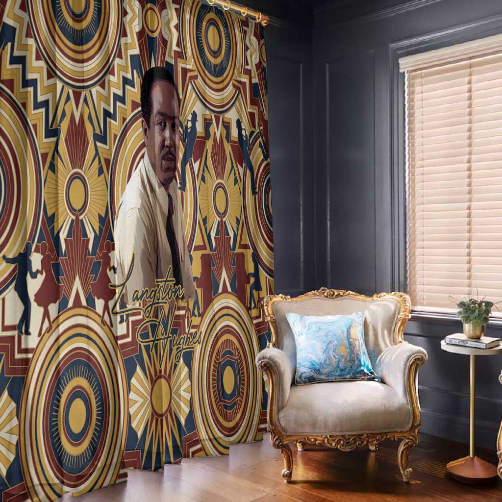 Langston Hughes Window Curtain Vibrant Jazz Age Pattern - Typewriter and Silhouettes Celebration of Harlem Renaissance - African Pride
