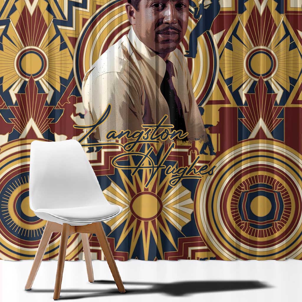 Langston Hughes Window Curtain Vibrant Jazz Age Pattern - Typewriter and Silhouettes Celebration of Harlem Renaissance - African Pride