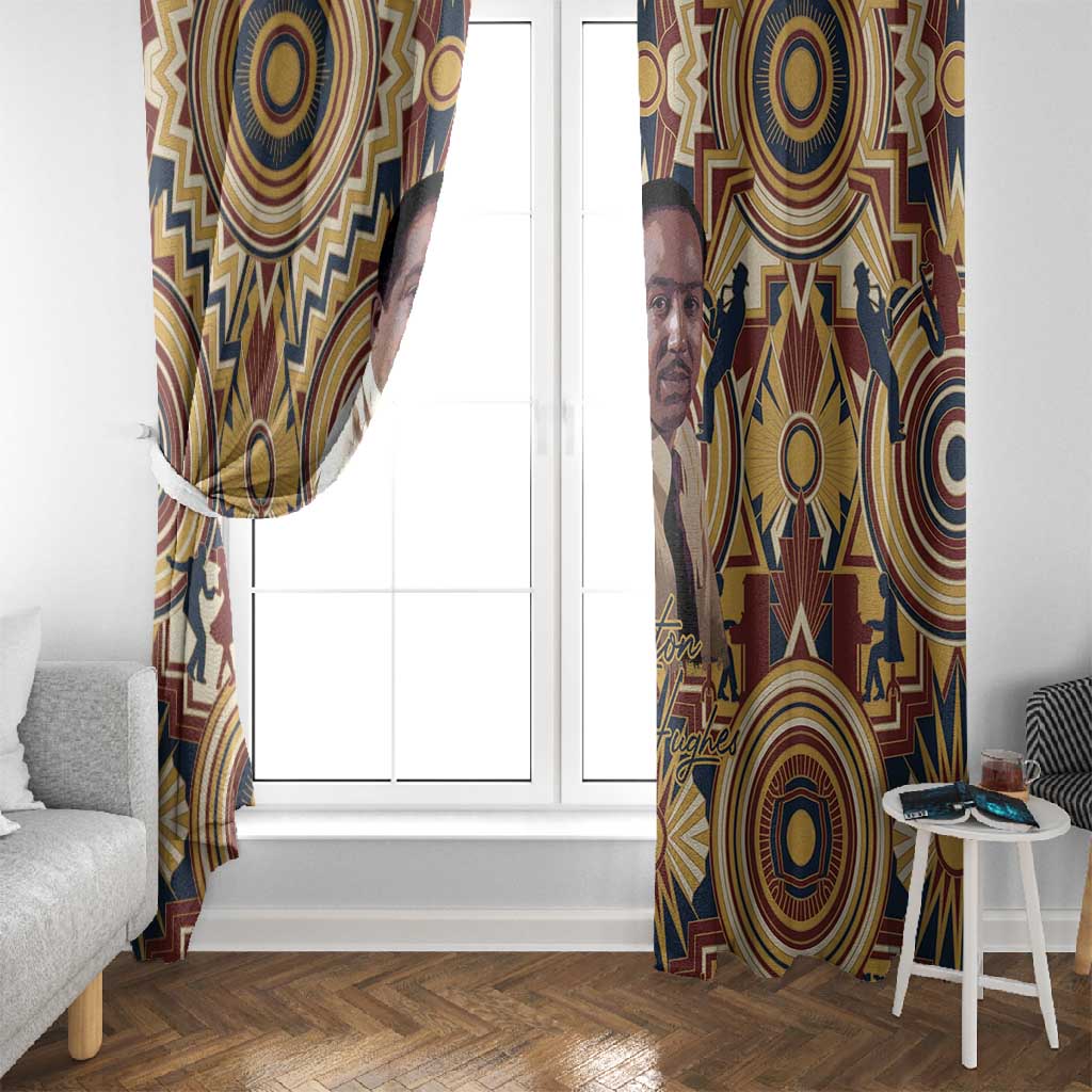 Langston Hughes Window Curtain Vibrant Jazz Age Pattern - Typewriter and Silhouettes Celebration of Harlem Renaissance - African Pride