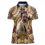 Langston Hughes Women Polo Shirt Vibrant Jazz Age Pattern - Typewriter and Silhouettes Celebration of Harlem Renaissance - African Pride
