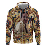 Langston Hughes Zip Hoodie Vibrant Jazz Age Pattern - Typewriter and Silhouettes Celebration of Harlem Renaissance - African Pride