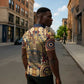 Langston Hughes Zipper Polo Shirt Vibrant Jazz Age Pattern - Typewriter and Silhouettes Celebration of Harlem Renaissance - African Pride