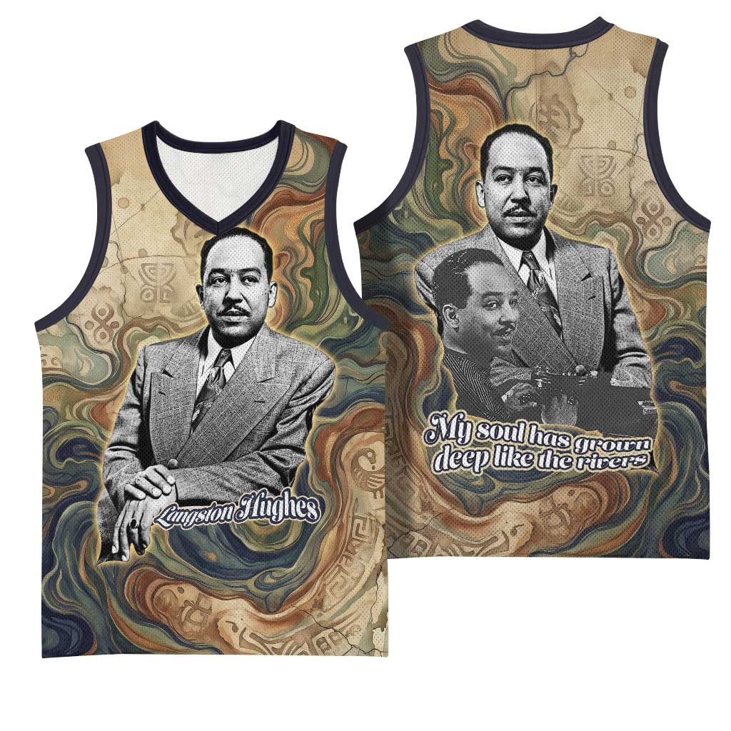Langston Hughes Basketball Jersey My Soul Has Grown Deep Like the Rivers - African Pride