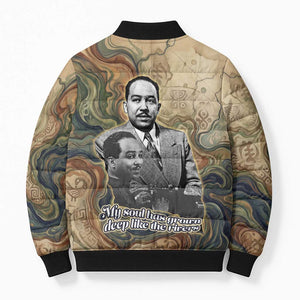 Langston Hughes Bomber Puffer Jacket My Soul Has Grown Deep Like the Rivers - African Pride