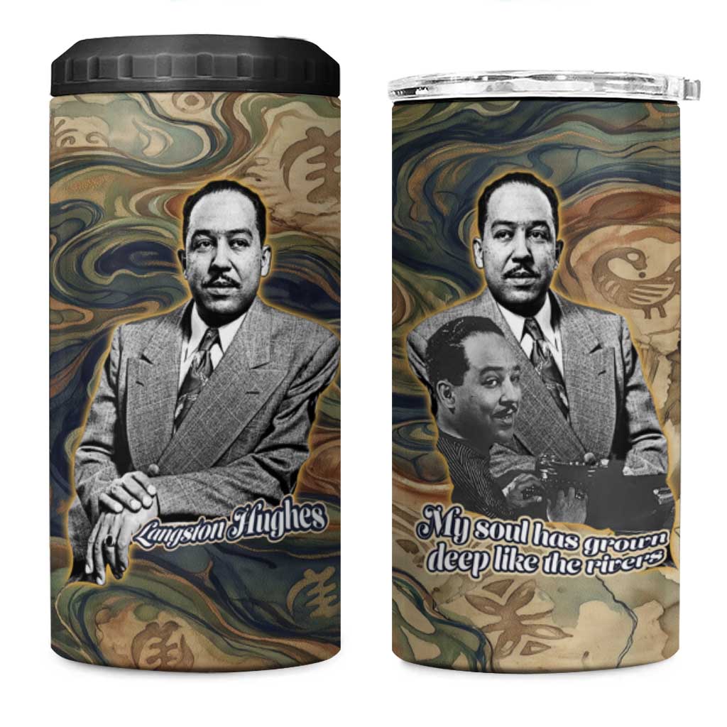 Langston Hughes 4 in 1 Can Cooler Tumbler My Soul Has Grown Deep Like the Rivers - African Pride