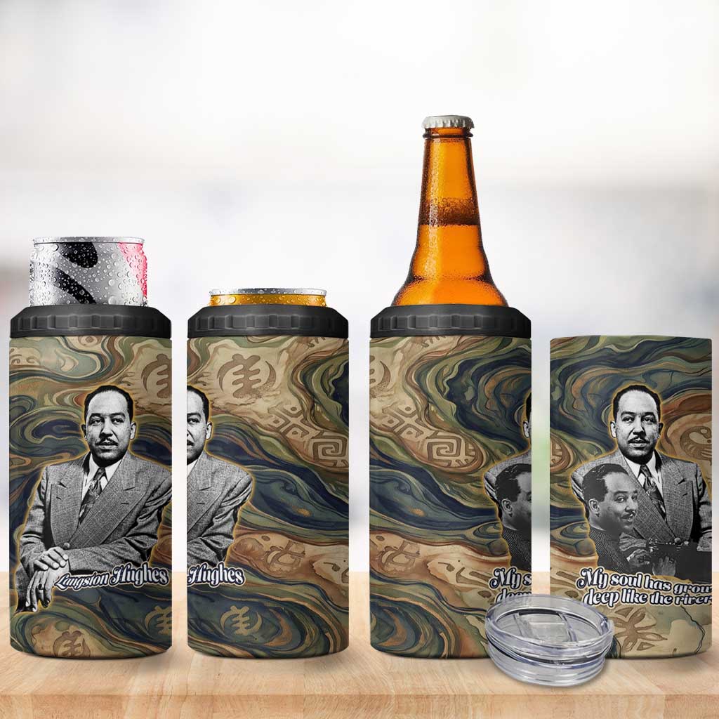 Langston Hughes 4 in 1 Can Cooler Tumbler My Soul Has Grown Deep Like the Rivers - African Pride