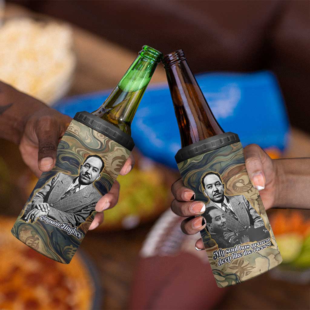 Langston Hughes 4 in 1 Can Cooler Tumbler My Soul Has Grown Deep Like the Rivers - African Pride
