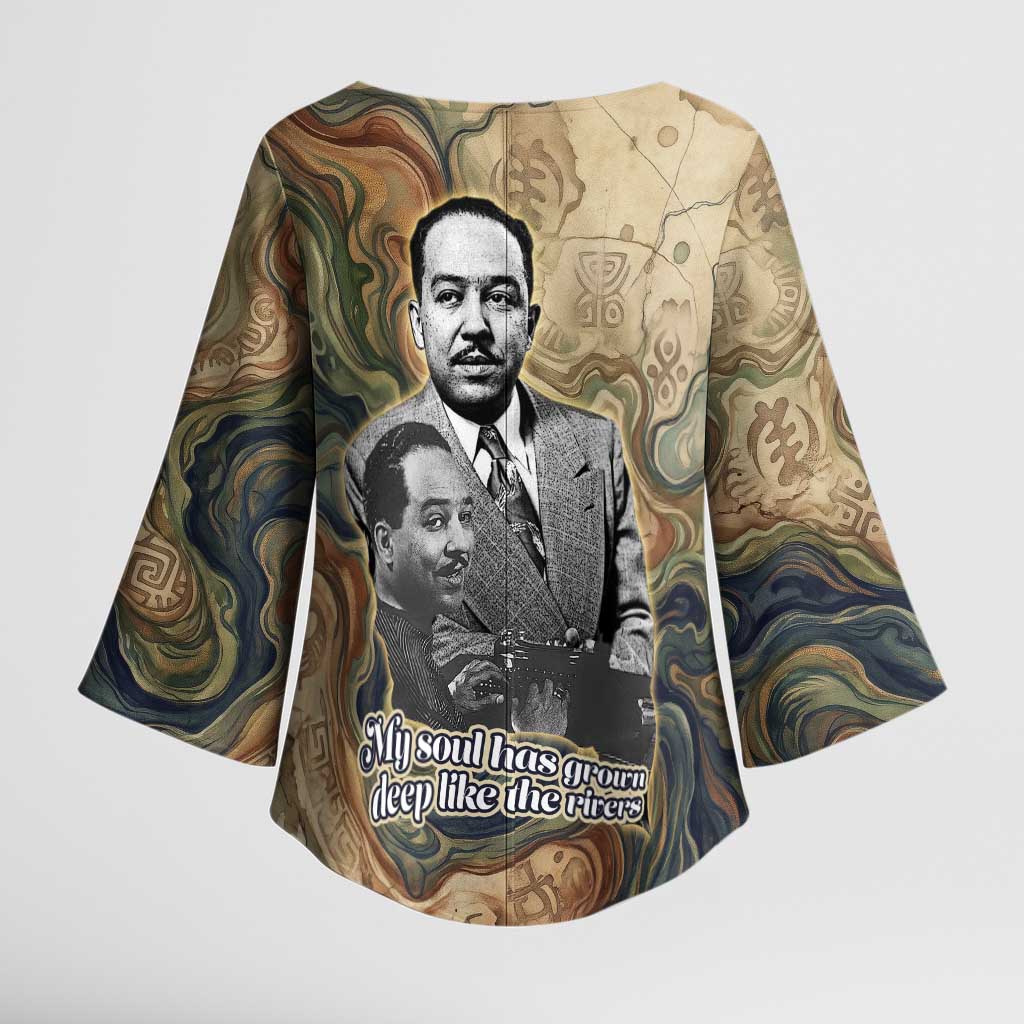 Langston Hughes Kimono Sleeve Blouse My Soul Has Grown Deep Like the Rivers - African Pride