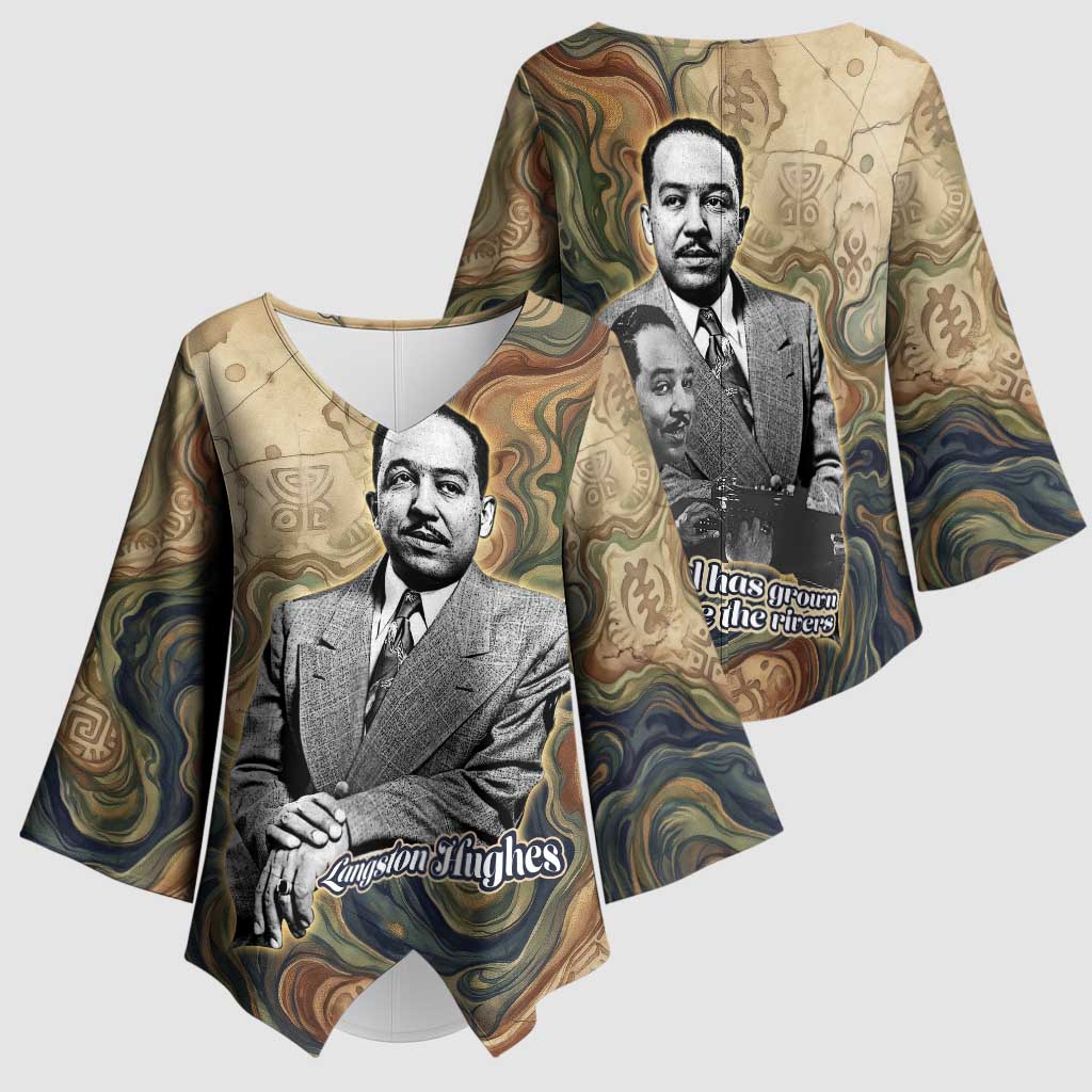 Langston Hughes Kimono Sleeve Blouse My Soul Has Grown Deep Like the Rivers - African Pride
