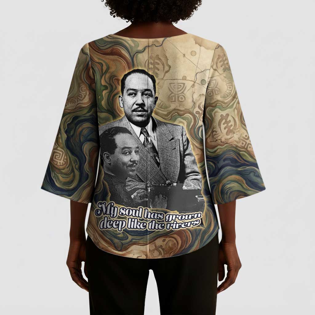 Langston Hughes Kimono Sleeve Blouse My Soul Has Grown Deep Like the Rivers - African Pride