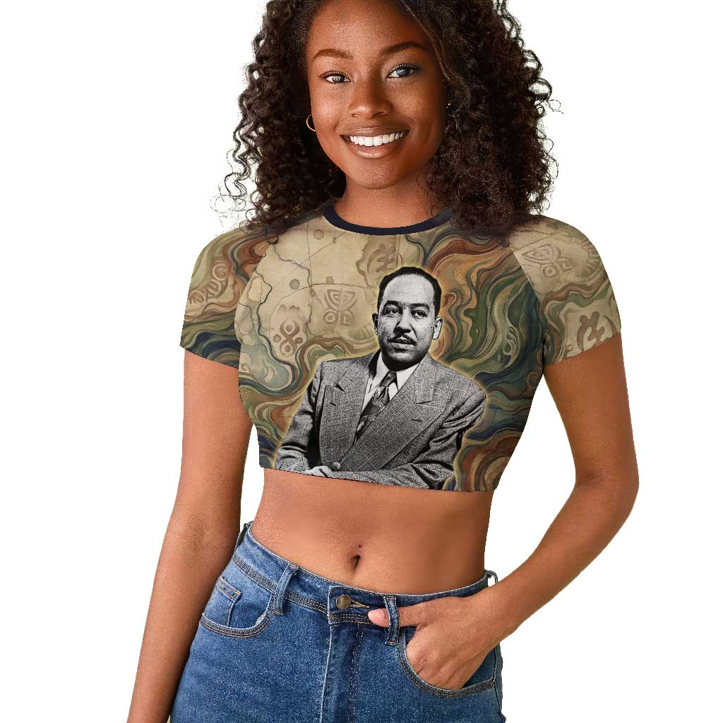 Langston Hughes Raglan Cropped T shirt My Soul Has Grown Deep Like the Rivers - African Pride