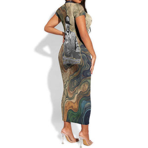 Langston Hughes Short Sleeve Bodycon Dress My Soul Has Grown Deep Like the Rivers - African Pride