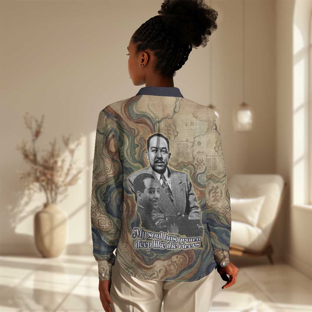 Langston Hughes Women Casual Shirt My Soul Has Grown Deep Like the Rivers - African Pride