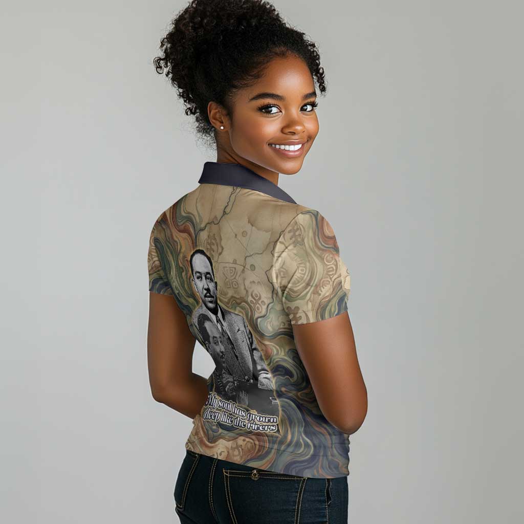 Langston Hughes Women Polo Shirt My Soul Has Grown Deep Like the Rivers - African Pride