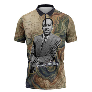 Langston Hughes Zipper Polo Shirt My Soul Has Grown Deep Like the Rivers - African Pride