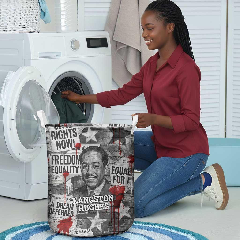 Langston Hughes Laundry Basket Urban Brick Wall Design with Protest Art and Poetry Powerful Quotes - African Pride