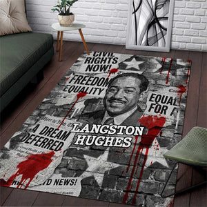 Langston Hughes Area Rug Urban Brick Wall Design with Protest Art and Poetry Powerful Quotes - African Pride