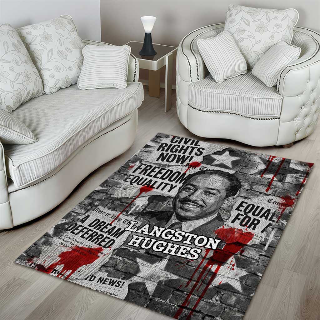 Langston Hughes Area Rug Urban Brick Wall Design with Protest Art and Poetry Powerful Quotes - African Pride