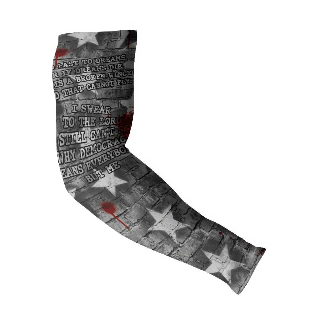 Langston Hughes Arm Sleeves Urban Brick Wall Design with Protest Art and Poetry Powerful Quotes - African Pride