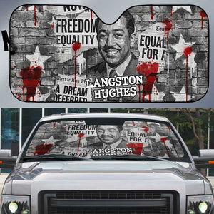 Langston Hughes Auto Sun Shade Urban Brick Wall Design with Protest Art and Poetry Powerful Quotes - African Pride