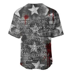 Langston Hughes Baseball Jersey Urban Brick Wall Design with Protest Art and Poetry Powerful Quotes - African Pride