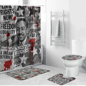 Langston Hughes Bathroom Set Urban Brick Wall Design with Protest Art and Poetry Powerful Quotes - African Pride