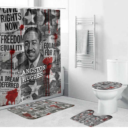 Langston Hughes Bathroom Set Urban Brick Wall Design with Protest Art and Poetry Powerful Quotes - African Pride