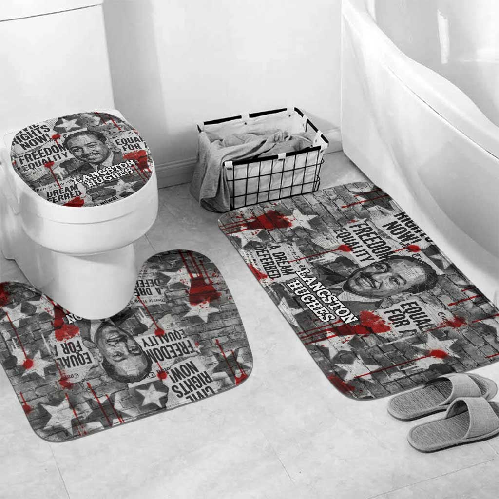 Langston Hughes Bathroom Set Urban Brick Wall Design with Protest Art and Poetry Powerful Quotes - African Pride