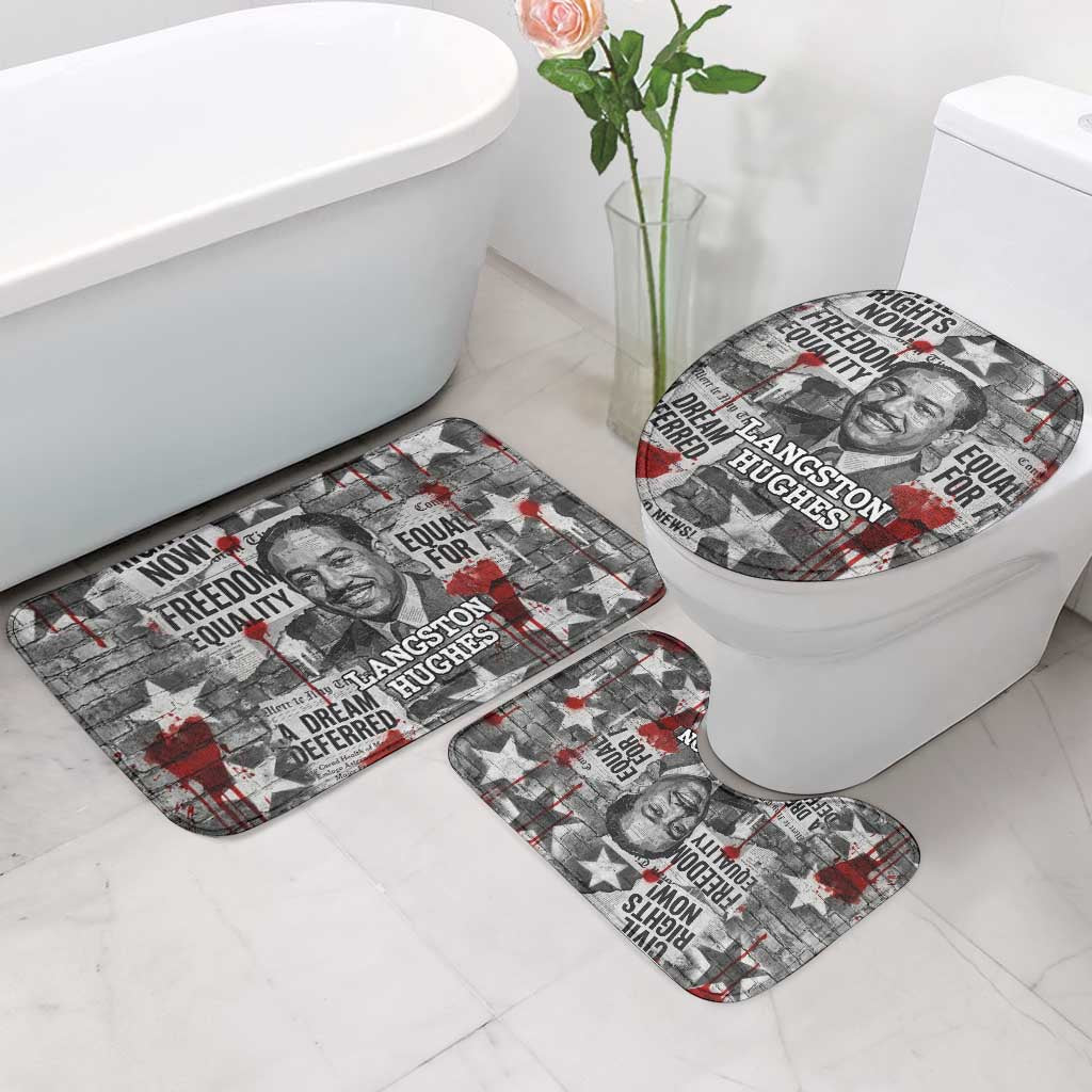 Langston Hughes Bathroom Set Urban Brick Wall Design with Protest Art and Poetry Powerful Quotes - African Pride