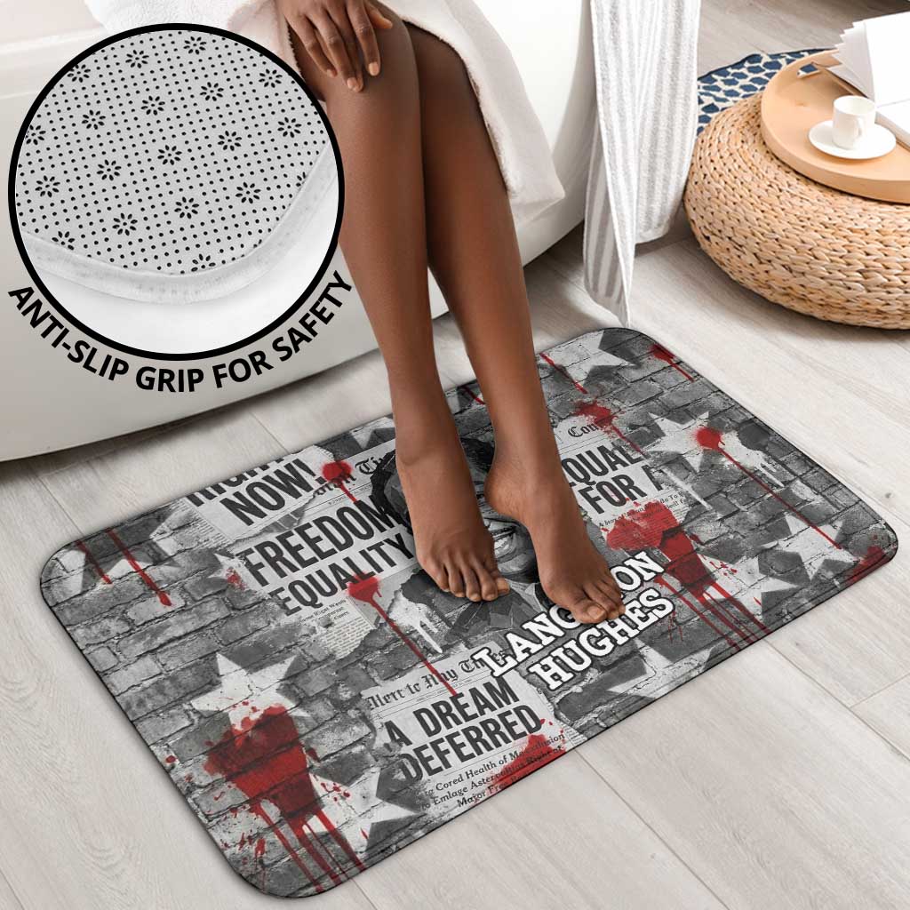 Langston Hughes Bathroom Set Urban Brick Wall Design with Protest Art and Poetry Powerful Quotes - African Pride