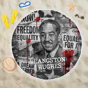 Langston Hughes Beach Blanket Urban Brick Wall Design with Protest Art and Poetry Powerful Quotes - African Pride