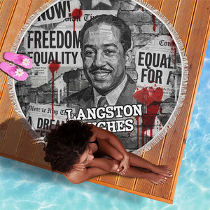 Langston Hughes Beach Blanket Urban Brick Wall Design with Protest Art and Poetry Powerful Quotes - African Pride