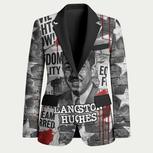 Langston Hughes Blazer Urban Brick Wall Design with Protest Art and Poetry Powerful Quotes - African Pride