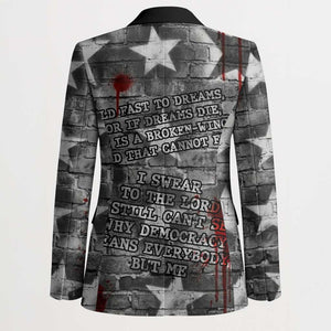 Langston Hughes Blazer Urban Brick Wall Design with Protest Art and Poetry Powerful Quotes - African Pride