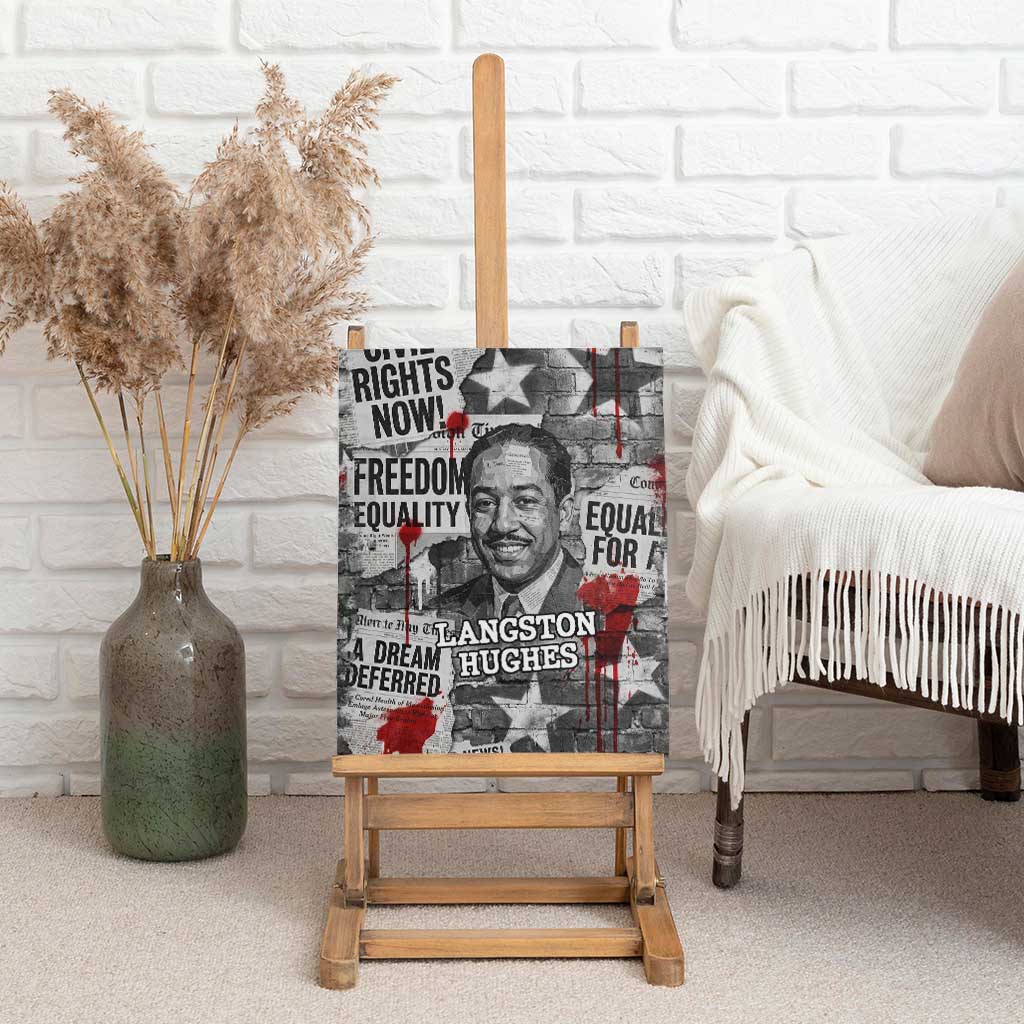 Langston Hughes Canvas Wall Art Urban Brick Wall Design with Protest Art and Poetry Powerful Quotes - African Pride