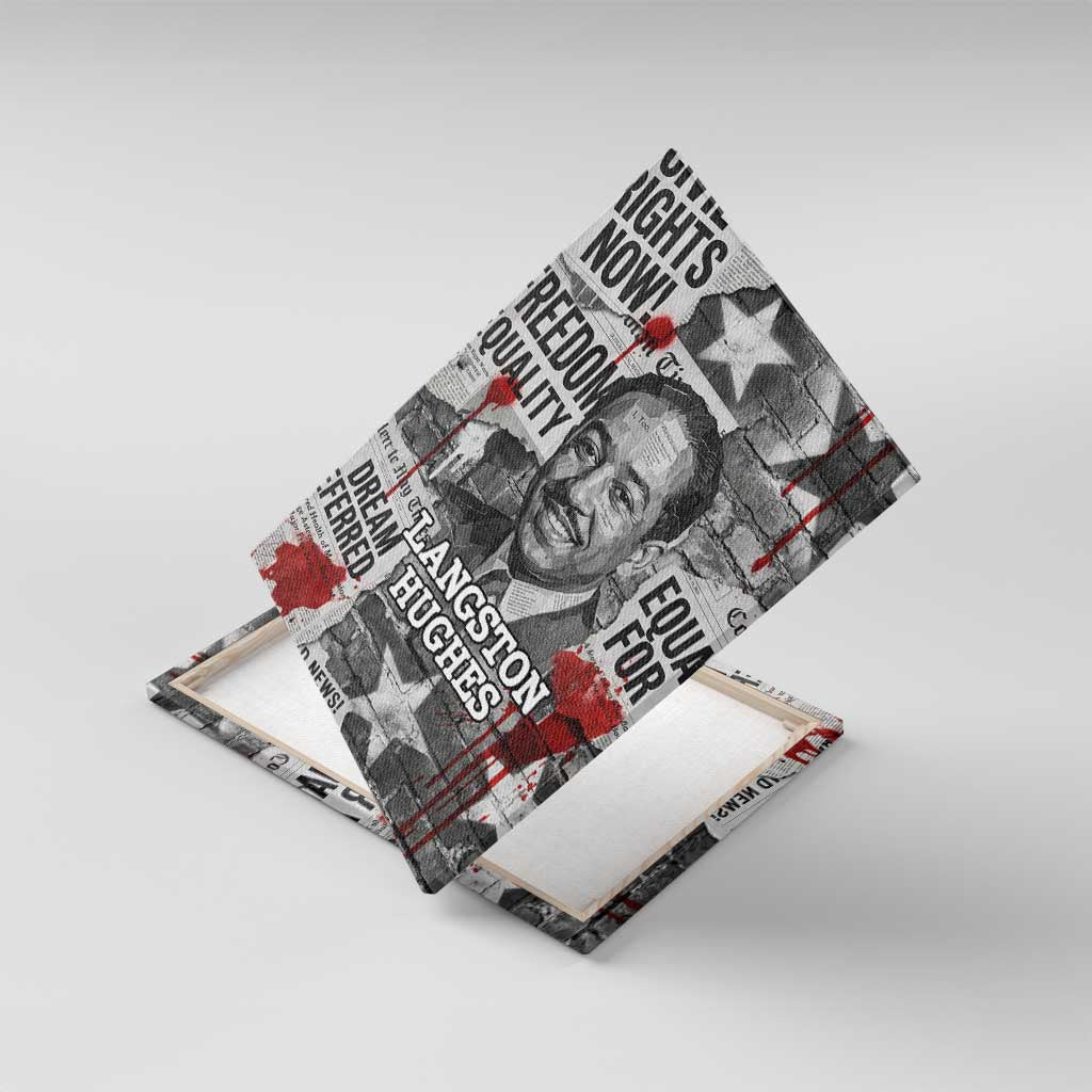 Langston Hughes Canvas Wall Art Urban Brick Wall Design with Protest Art and Poetry Powerful Quotes - African Pride
