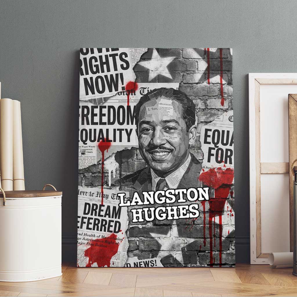 Langston Hughes Canvas Wall Art Urban Brick Wall Design with Protest Art and Poetry Powerful Quotes - African Pride