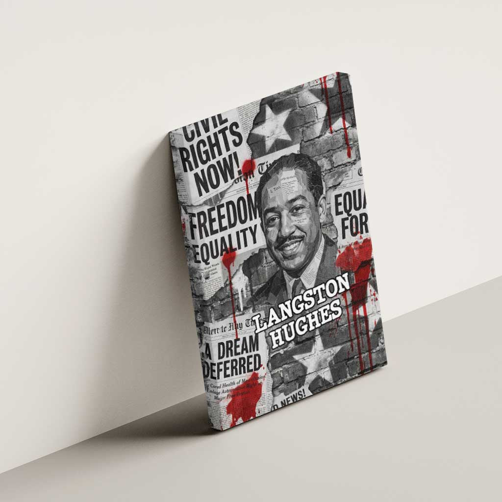 Langston Hughes Canvas Wall Art Urban Brick Wall Design with Protest Art and Poetry Powerful Quotes - African Pride