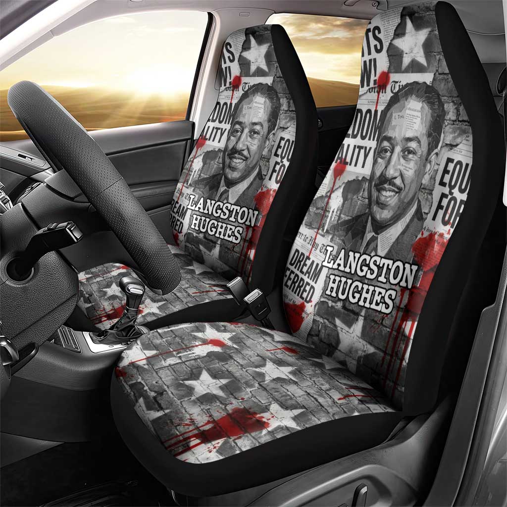 Langston Hughes Car Seat Cover Urban Brick Wall Design with Protest Art and Poetry Powerful Quotes - African Pride
