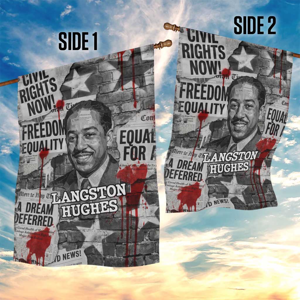 Langston Hughes Garden Flag Urban Brick Wall Design with Protest Art and Poetry Powerful Quotes - African Pride