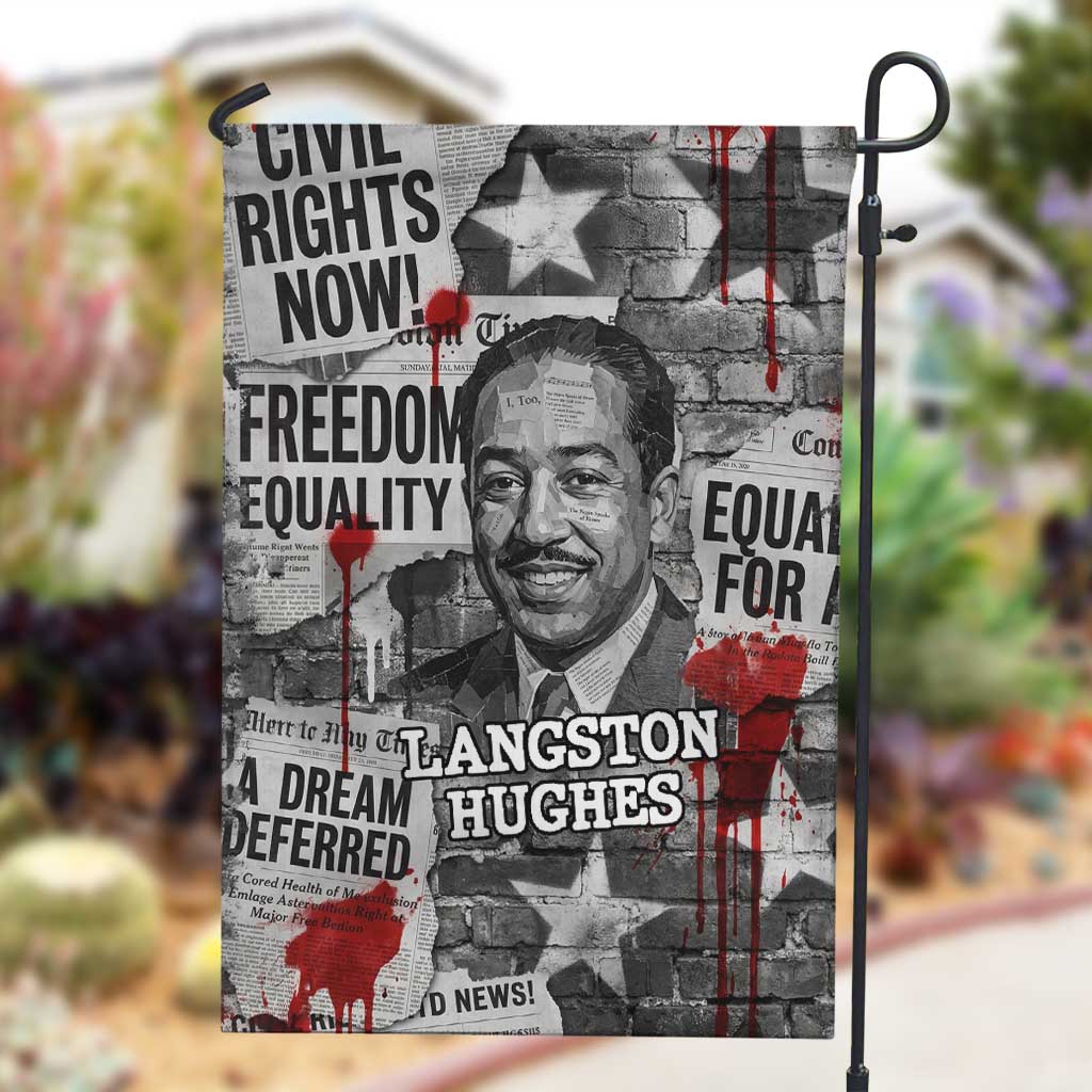 Langston Hughes Garden Flag Urban Brick Wall Design with Protest Art and Poetry Powerful Quotes - African Pride