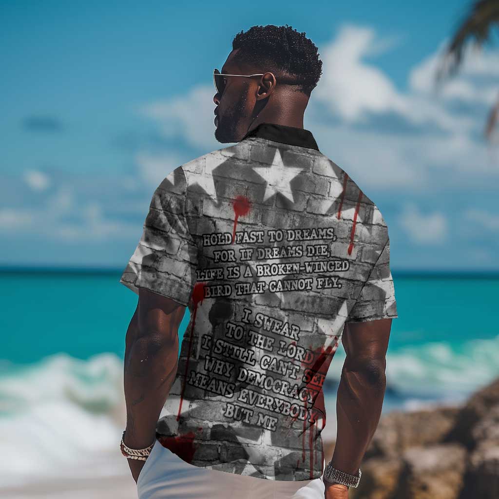 Langston Hughes Hawaiian Shirt Urban Brick Wall Design with Protest Art and Poetry Powerful Quotes - African Pride