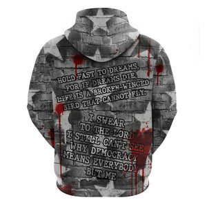 Langston Hughes Hoodie Urban Brick Wall Design with Protest Art and Poetry Powerful Quotes - African Pride