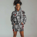 Langston Hughes Hoodie Dress Urban Brick Wall Design with Protest Art and Poetry Powerful Quotes - African Pride