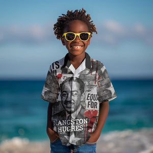 Langston Hughes Kid Hawaiian Shirt Urban Brick Wall Design with Protest Art and Poetry Powerful Quotes - African Pride