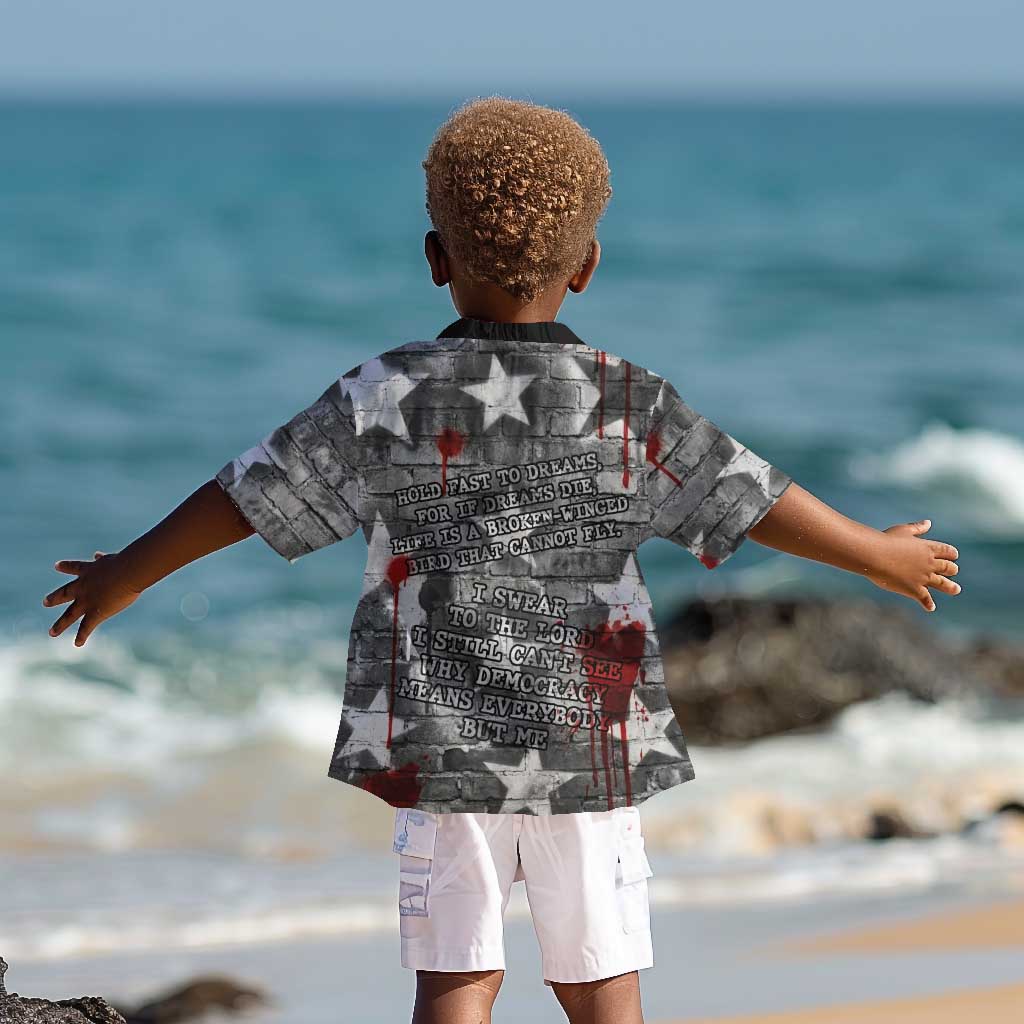 Langston Hughes Kid Hawaiian Shirt Urban Brick Wall Design with Protest Art and Poetry Powerful Quotes - African Pride