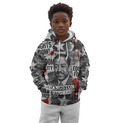 Langston Hughes Kid Hoodie Urban Brick Wall Design with Protest Art and Poetry Powerful Quotes - African Pride