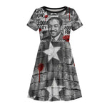 Langston Hughes Kid Short Sleeve Dress Urban Brick Wall Design with Protest Art and Poetry Powerful Quotes - African Pride