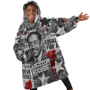Langston Hughes Kid Wearable Blanket Hoodie Urban Brick Wall Design with Protest Art and Poetry Powerful Quotes - African Pride