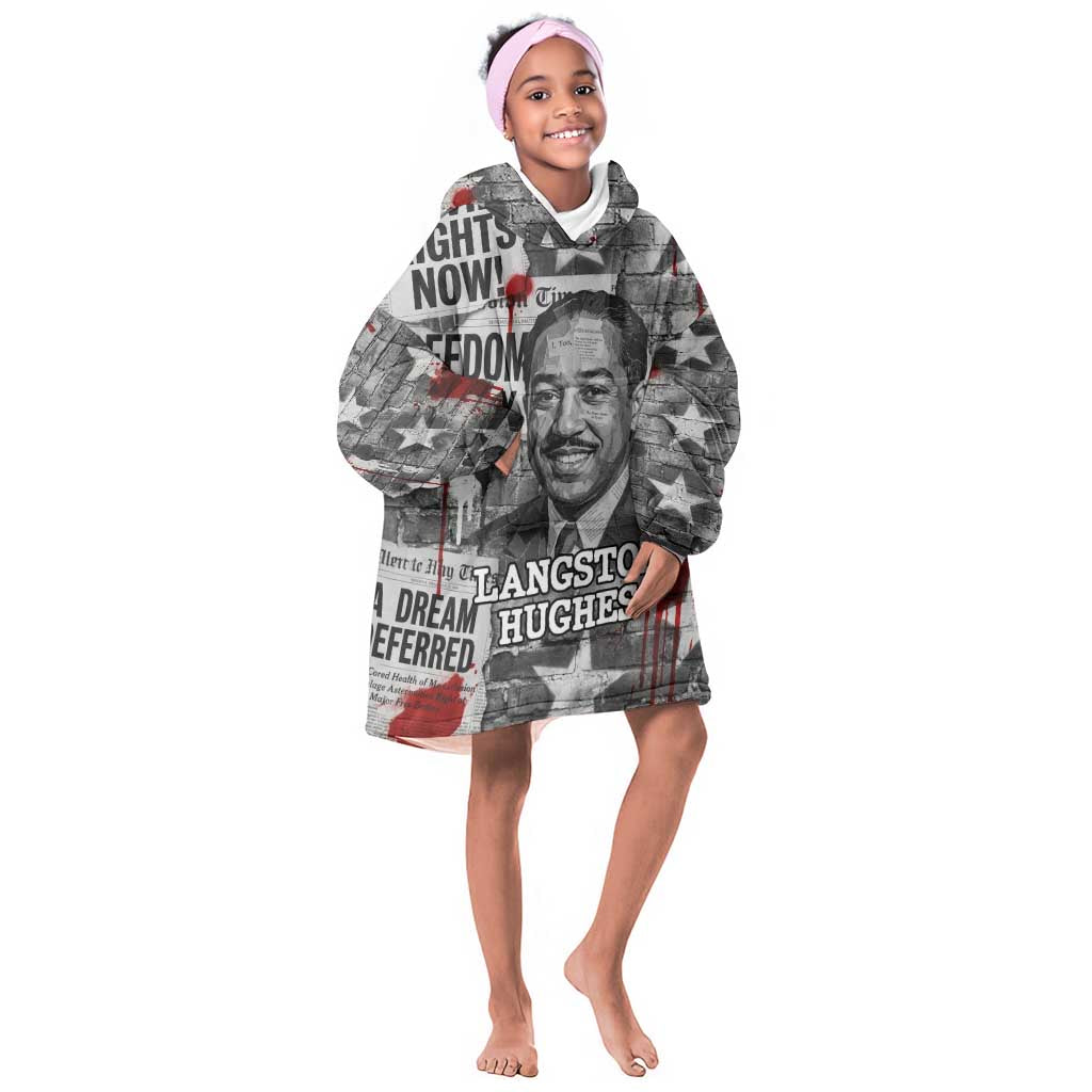 Langston Hughes Kid Wearable Blanket Hoodie Urban Brick Wall Design with Protest Art and Poetry Powerful Quotes - African Pride